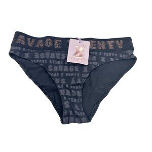 Savage X Fenty Women's Size Small Panty Bikini Logo Print Black New With Tags